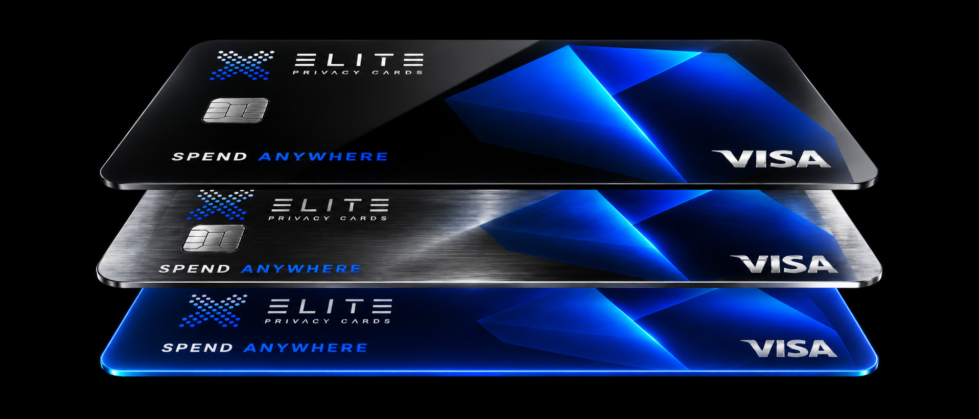 Three Elite Privacy Cards stacked